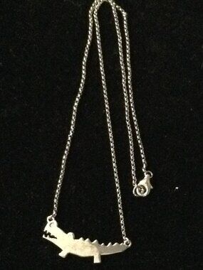 VTG 90's Sterling Seguo l'istinto Alligator Necklace Edgy Unique Signed Wildlife